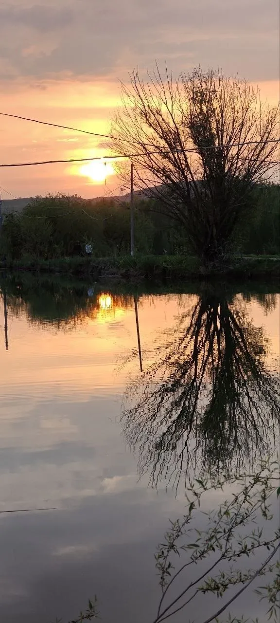 Hovuz ustida quyosh botishi
